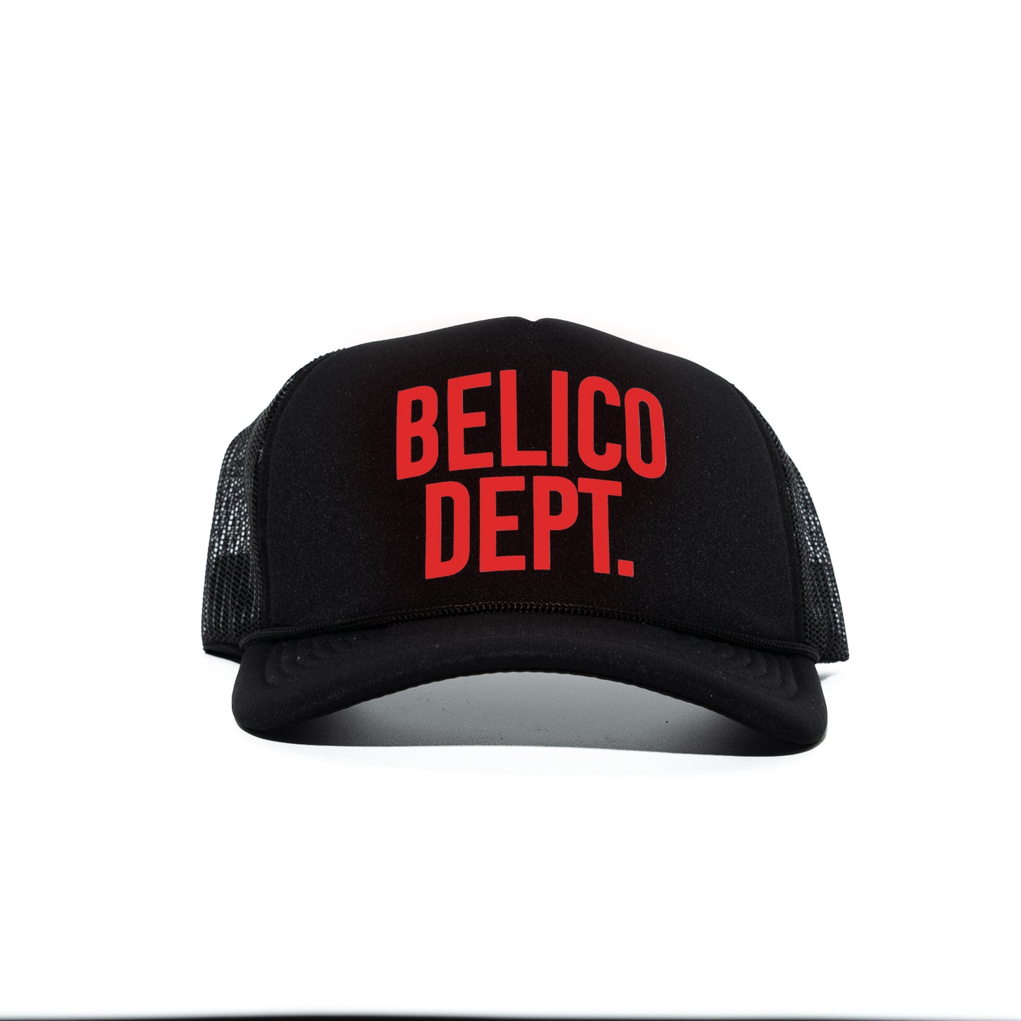 Belico Dept. Black & Red logo Trucker hat