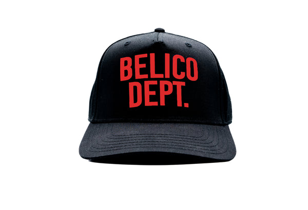 Belico Dept. Black & Red logo Trucker hat