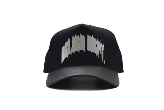 Black Rockstar leather brim Snapback (Exclusive Drop)
