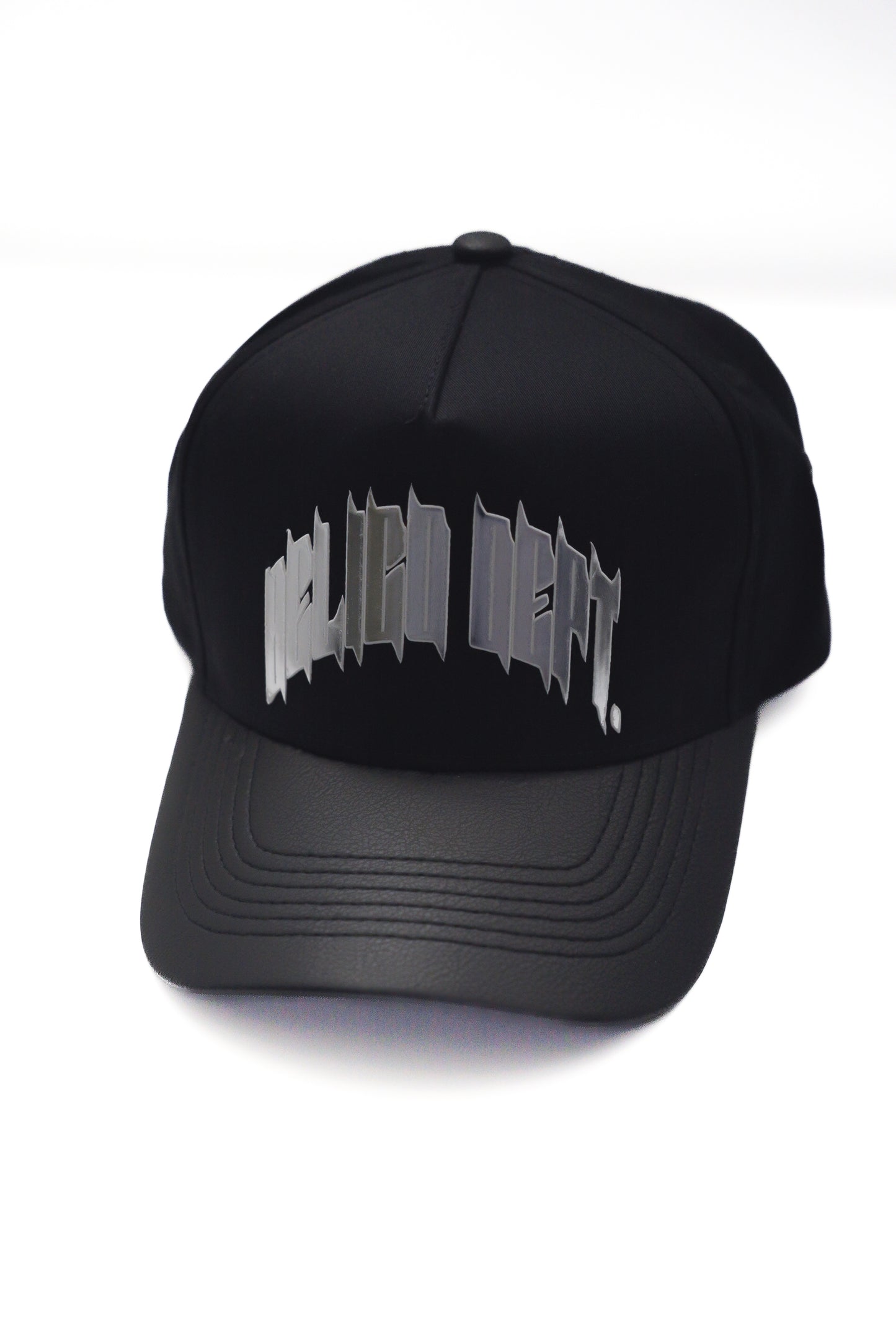 Black Rockstar leather brim Snapback (Exclusive Drop)