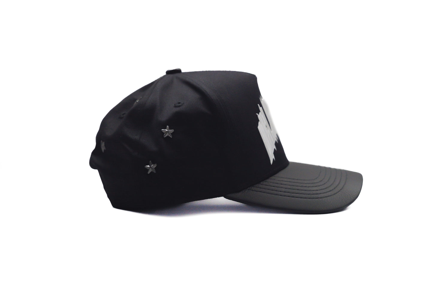 Black Rockstar leather brim Snapback (Exclusive Drop)